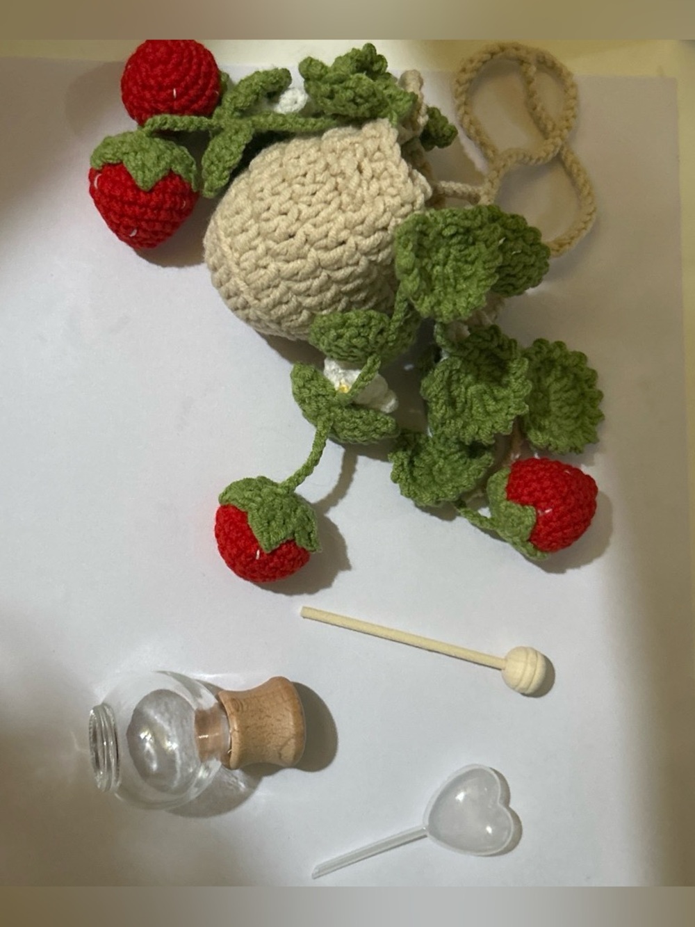 Handmade Crochet Strawberry Playset - Red & Green Kids Toy